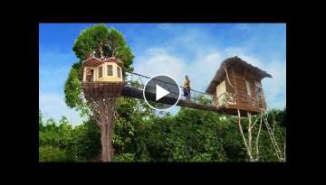 Build The Most Beautiful Tree house Villa Bath Pool and Kitchen House
