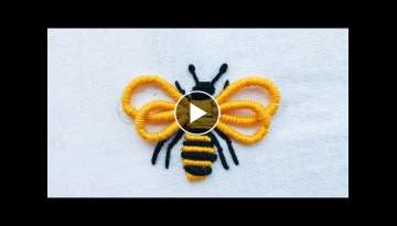Hand Embroidery: Honey Bee Embroidery - Small Cute Design For Baby Clothes -Embroidery For Beginn...
