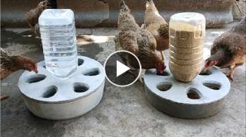 How to make chicken feeding tools from plastic and cement bottles is simple