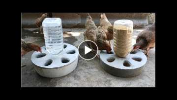 How to make chicken feeding tools from plastic and cement bottles is simple