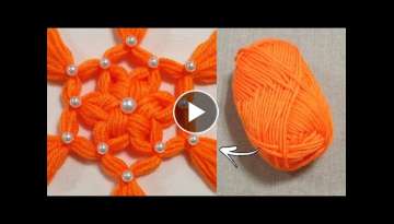 Very Easy & Simple Flower Making - Amazing Hand Embroidery Flower Design Trick - DIY Woolen Flowe...