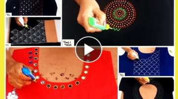 Liquid Embroidery Designs ( part-1) for Kurtis / Saree / Blouses | Mirror & beads work designs