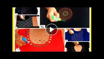 Liquid Embroidery Designs ( part-1) for Kurtis / Saree / Blouses | Mirror & beads work designs