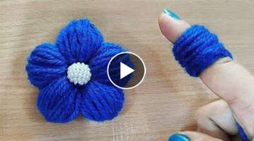 Amazing Woolen Flower Craft Idea using Finger - Easy Woolen Flower Making