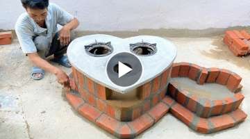 Technology to build smokeless wood stoves with red bricks and cement