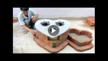 Technology to build smokeless wood stoves with red bricks and cement