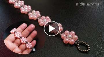 ⚜️ Pretty Pink Daisy Bracelet/ Pearl Bracelet/ Pulsera Tutorial Diy (0448)