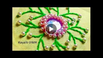 Tutorial no-248/ mirror hand embroidery tutorial with pearl beads| Mirror work | keya’s craze |...