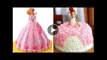 Quick & Beautiful Princess Cake Design Tutorial | Barbie Doll Dress Cake Decorating Ideas #3
