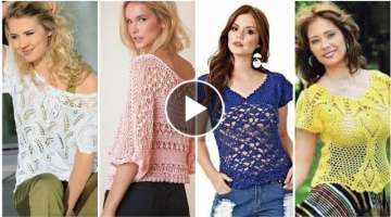 Trendy designer fancy cotton yarn women fashion crochet leaves pattern beggie/boho crochet blouse...