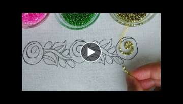beaded hand embroidery border line stitch, easy beads work