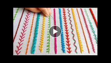 Hand Embroidery Basic Stitches for Beginners,9Different Stitches Birder line Design,বর্ড�...