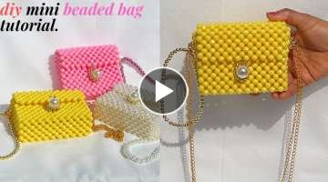 SIMPLE AND EASY WAY TO MAKE A DIY MINI BEADED BAG (EASY TUTORIAL /HOW TO MAKE MINI BEAD BAG /PUR...