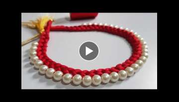 Beautiful Silk Thread & Pearl Necklace || DIY Handmade Necklace