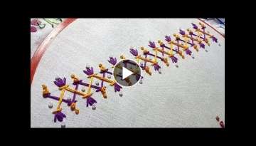 #98# Border design with hand embroidery