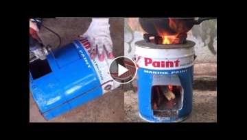 The idea of ​​making wood stoves from barrels of paint and cement \ Reuse Old Paint Cans #47