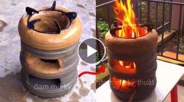 The idea of making wood stoves from plastic and cement jugs #48