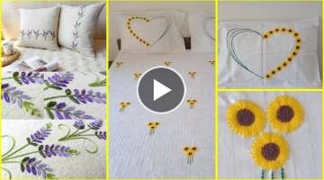 Best hand embroidery designs for bed sheets / pillow embroidery