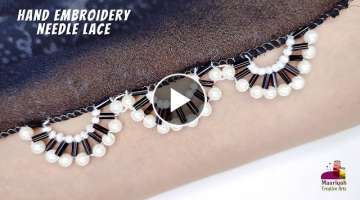 Needle Lace | Hand Embroidery With Pipe Beads | Sui Dhage se Lace Banaye | नीडल लेस...