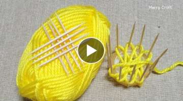 It's so Beautiful !! How to make Flower with Toothpick and thread - Woolen flower decor idea