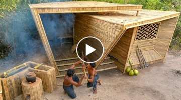37Day 2Man Build Complete Alaska-Bamboo House And Craft Swimming Pools Part I
