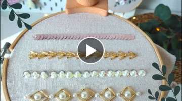 Beads Embroidey Basic Stitches For Beginners ???? Hand Embroidery (beads work )⭐ tutorial ♡