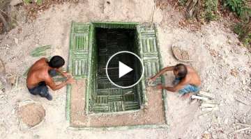 Dig To Build Bamboo House Underground & Two Swimming Pool (Full Video)