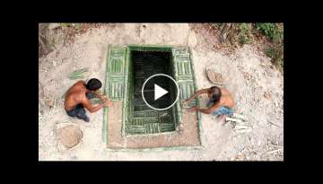 Dig To Build Bamboo House Underground & Two Swimming Pool (Full Video)