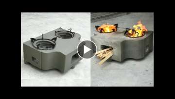 Creative ideas from cement and foam barrels - Make your own wood stove at home