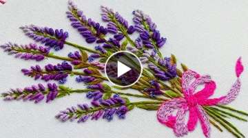 Hand embroidery: Lavender flowers