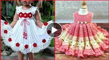 very stylish and cute hand knitted crochet party wear baby frocks designs for summer