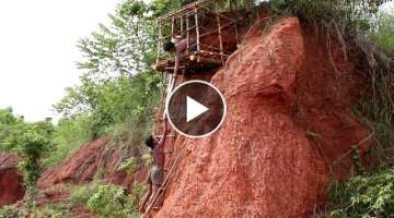 Dig Cliff to Build Underground House From Bamboo 10