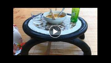 Mr Truyen / Amazing Technique Making Breakfast Tables From Tires And Ceramic Tiles