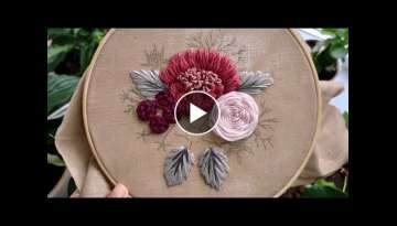 Raspberries and Thistles pattern. Embroidery for beginners