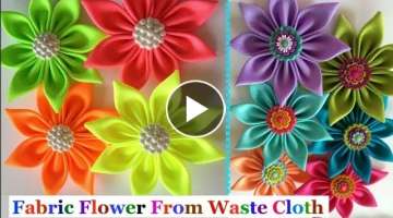 How to Make Fabric Flower From old cloth/Fabric Flower tutorial|Best out of waste-easy Fabric Flo...