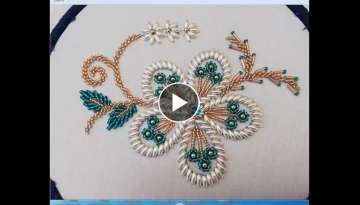 beautifull hand embroidery work/floral embroidery design witrh pearl beads