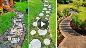 Types of garden paths! 50 ideas for paths made of stone, brick, wood, concrete, plastic and rubbe...