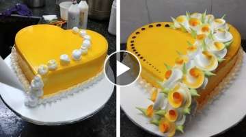 Heart Shape Anniversary cake Design |Anniversary Cake design |Flowers Cake decorating|New Cake Wa...