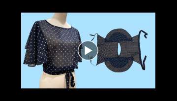 ???? Very easy wrap blouse cutting and sewing | butterfly sleeves, butterfly blouse ????