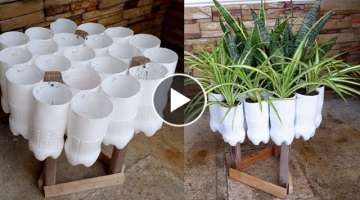 3 Plants Garden Decoration in Plastic Bottles for Space Saving with Stand