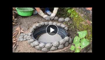 Garden Decoration Ideas from Cement and Old tires | Garden design with beautiful Small Aquarium
