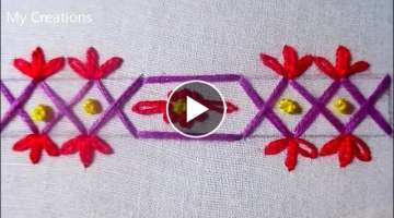 #138# Easy and beautiful hand embroidery border design