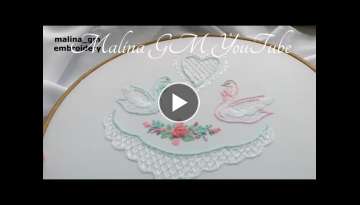 Hand Embroidery wedding embroidery two swans design embroidery two swans
