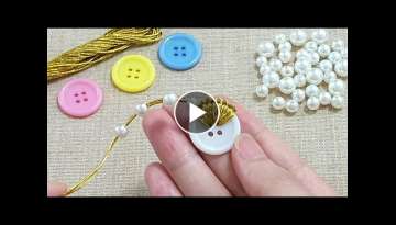 Amazing Hand Embroidery Button Flower Design Trick - Sewing Hack - Super Easy Flower Making Idea