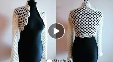How to crochet bridal bolero Chaleco jacket for beginners para principiantes free tutorial
