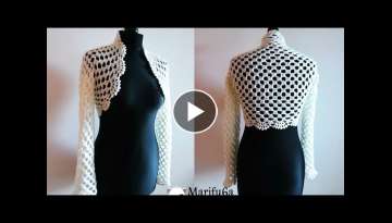 How to crochet bridal bolero Chaleco jacket for beginners para principiantes free tutorial