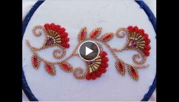 hand embroidery design with beads pearl,border line embroidery