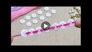 Amazing Hand Embroidery Button Flower Design Trick - Sewing Tips and Tricks - Super Easy Flower I...