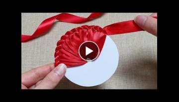 Super Easy Ribbon Flower Making with Paper - Amazing Trick - Hand Embroidery Flowers - Sewing Hac...