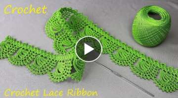 Beautiful and very easy to crochet LACE for beginners PATTERN SCHEME Ленточное круж�...